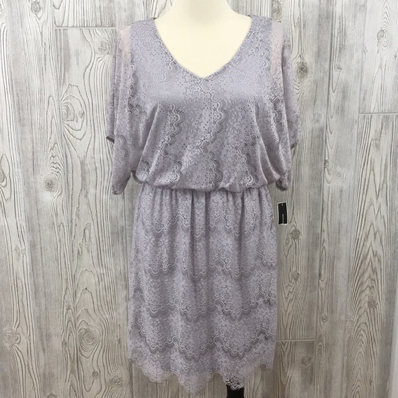Vintage Alfani Dress Gray Lace Layered Size Medium - Picture 1 of 7